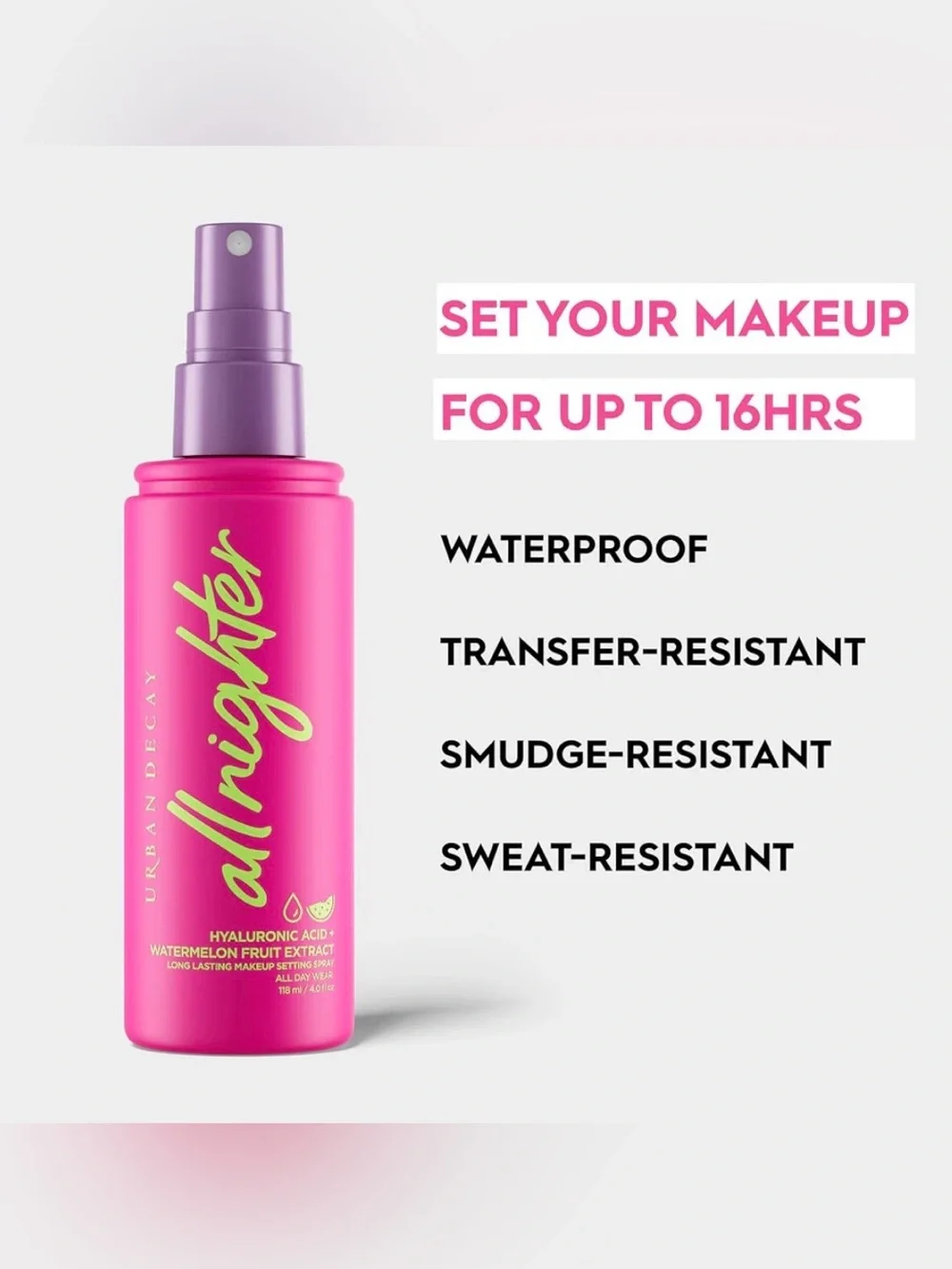 Urban Decay All Nighter Makeup Setting Spray Hyaluronic Acid Watermelon 🍉